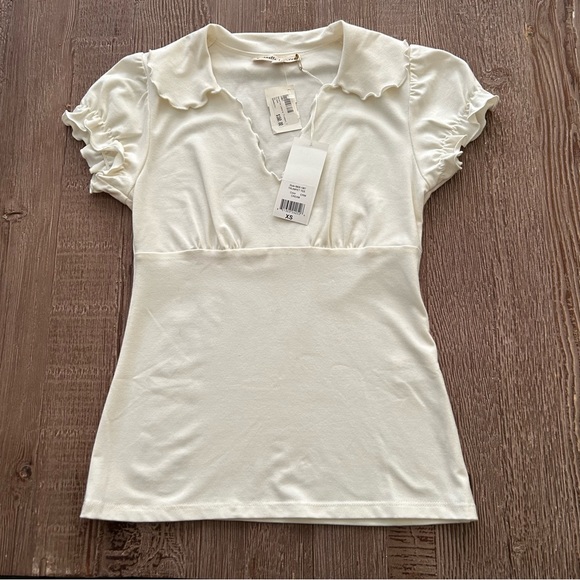 - NWT Nanette Lepore Cream Short Sleeve Top Size XS - Picture 3 of 4